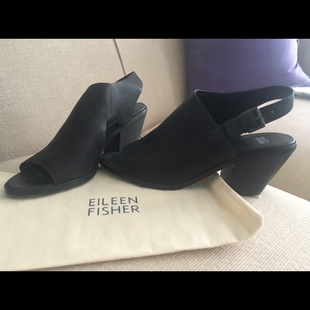 Eileen Fisher Glance-VC PeepToe Leather Heel